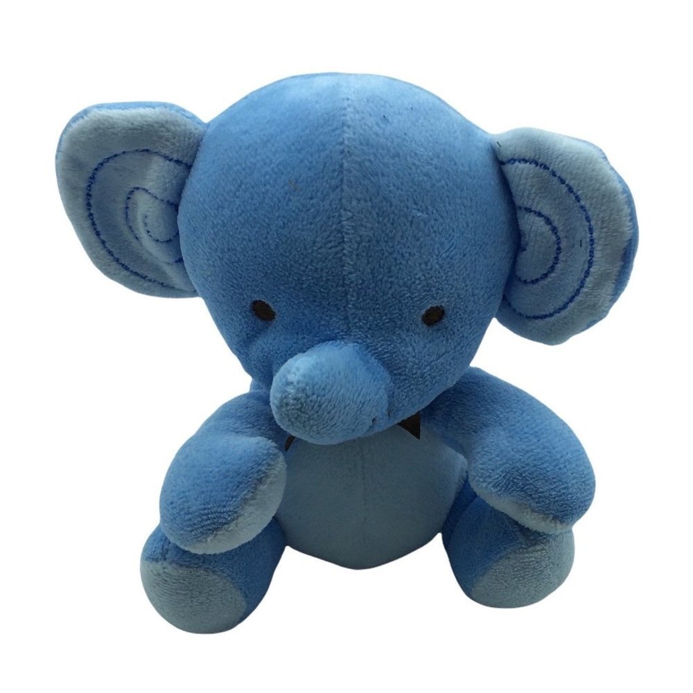 Fisher-Price Elephant Plush Stuffed Animal Baby Toy 6" Blue Brown 2012